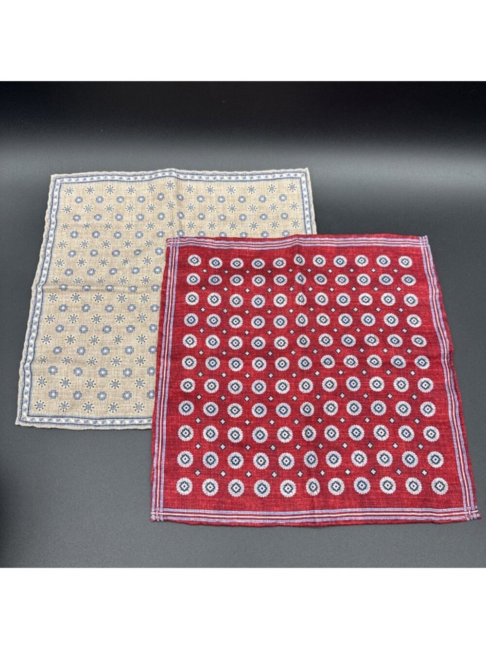 Geoff Nicholson Italy 100% Silk Red White Blue Americana Pocket Squares Hankie